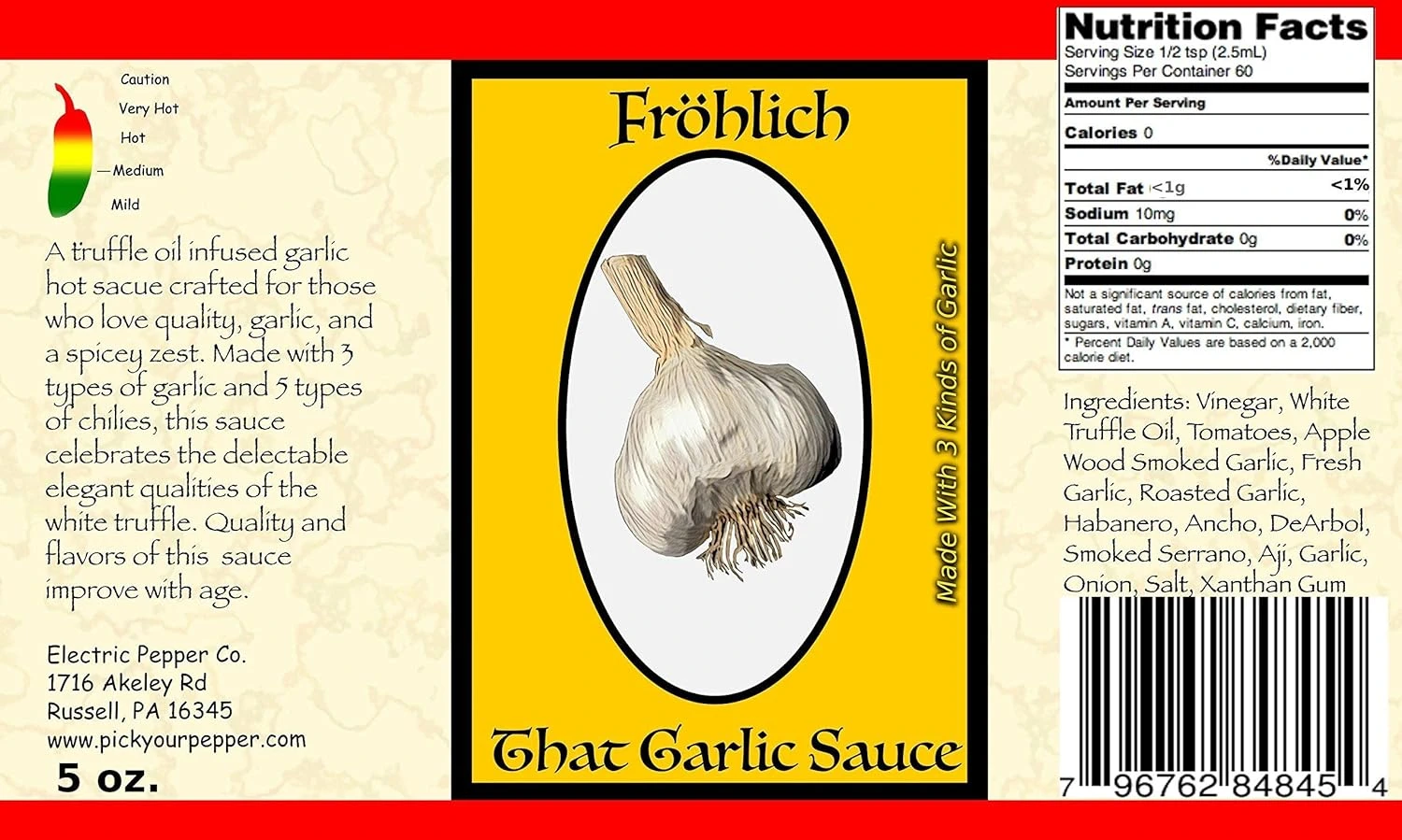 Product Label For Wicked Tickle Fröhlich Truffle Oil Infused -
3 Pack